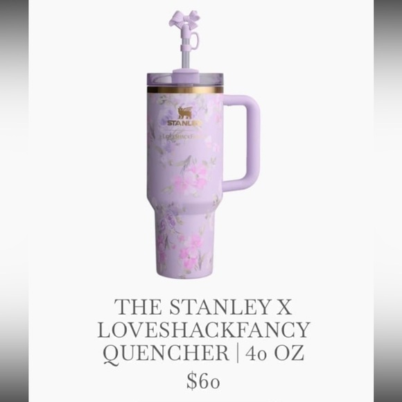 NEW UNOPENED Stanley x LoveShackFancy Quencher Happy Thoughts 40 OZ Tumbler Cup - Picture 3 of 3